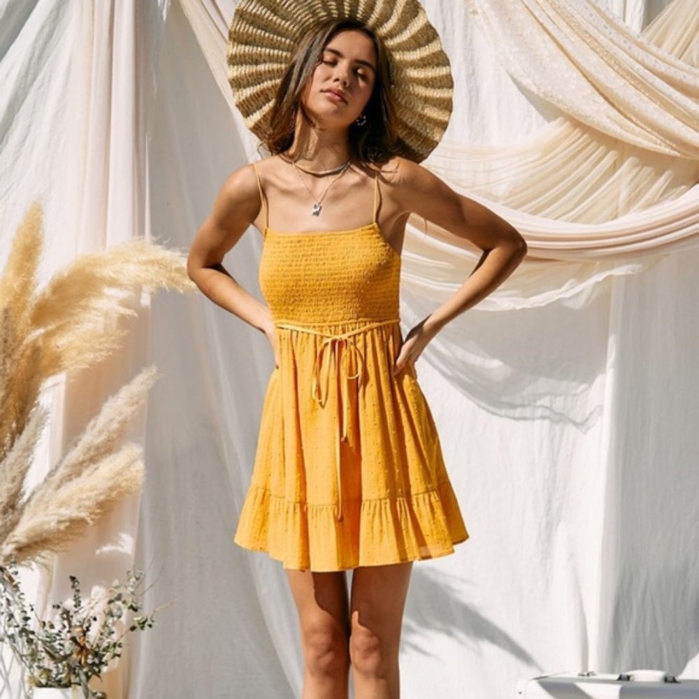 ❗️Clearance Smocked Strap Ruffled Hem Mini Dress